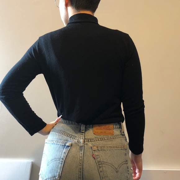 Pearl and floral appliqué black mock neck - Picture 2 of 3